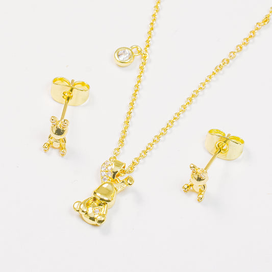 Set Topos Y Collar Conejos Dorados