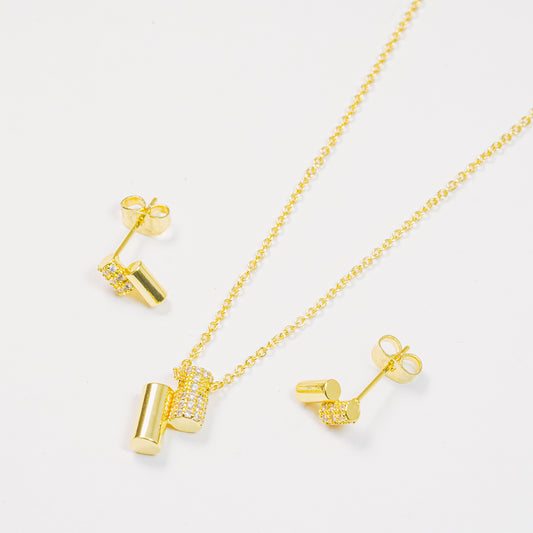 Set Topos Y Cadena Cilindros Dorados