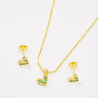 Set Corazon Dorado Con Verde Esmeralda vista 1