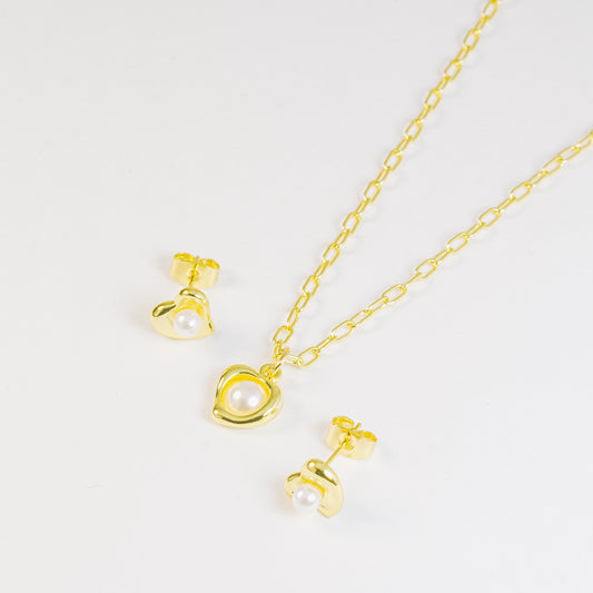 Set corazón perla