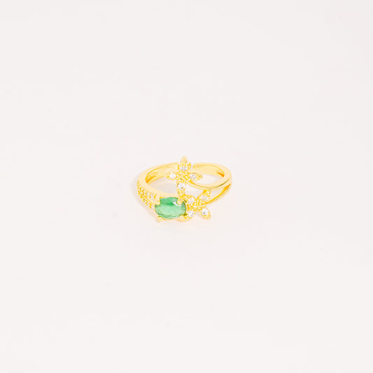 Anillo Dorado Mariposa Cristal