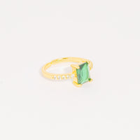 Anillo Dorado Cristal Cuadrado vista 2