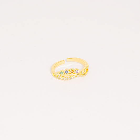 Anillo Dorado Bisel Infinito