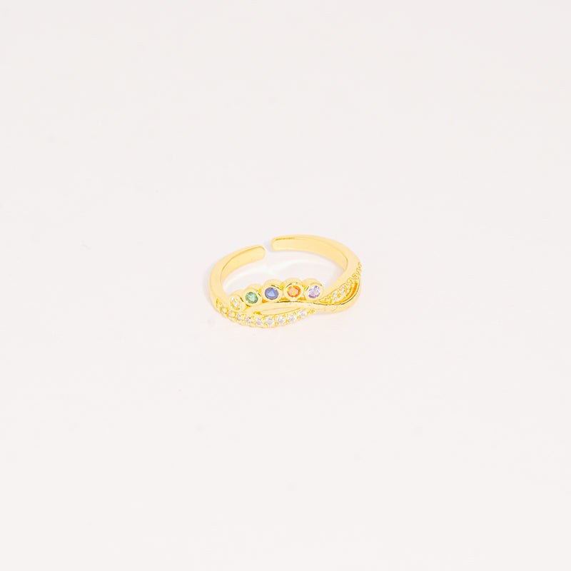 Anillo Dorado Bisel Infinito