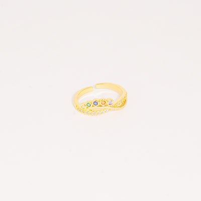 Anillo Dorado Bisel Infinito