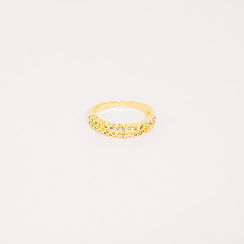 Anillo Biseles Dorados y Circones