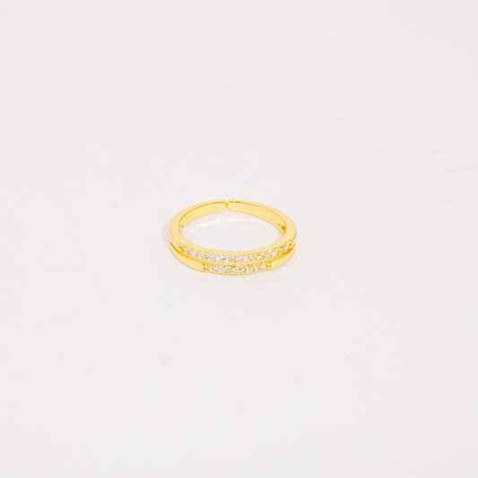 Anillo Dorado Doble Brillo