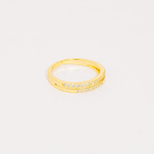 Anillo Dorado Doble Brillo