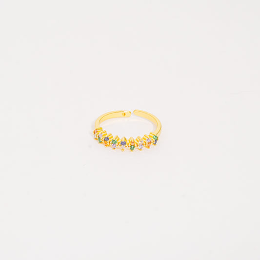 Anillo Dorado Doble Cristal