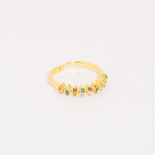 Anillo Dorado Doble Cristal