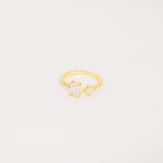 Anillo Dorado Cuadrados Brillantes