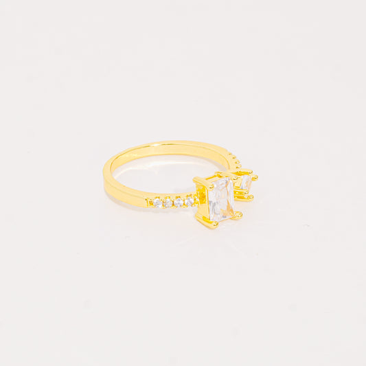 Anillo Dorado Cuadrados Brillantes