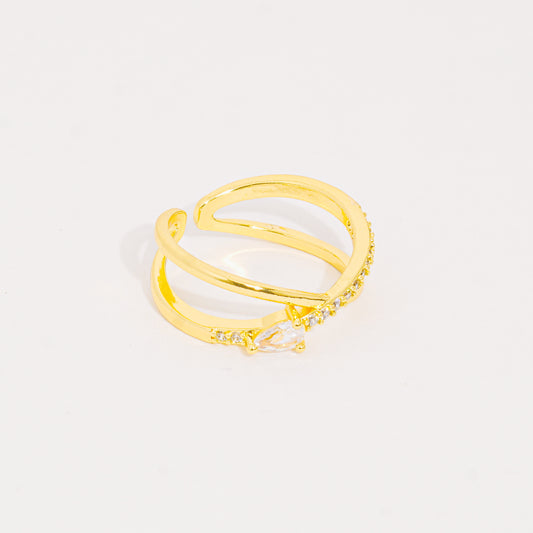 Anillo Dorado Lagrima Cruzada