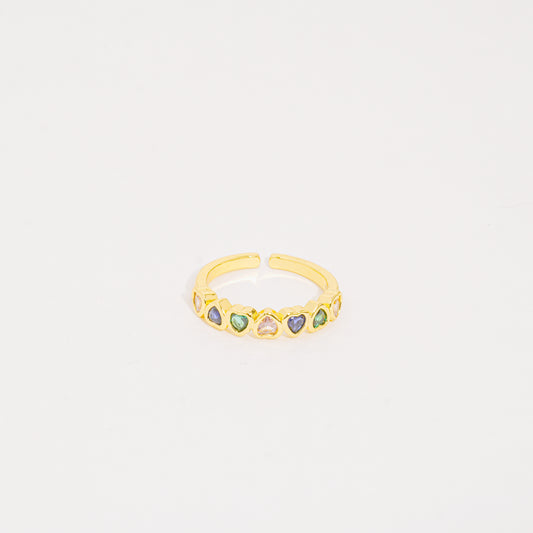 Anillo Dorado Arcoíris Corazón
