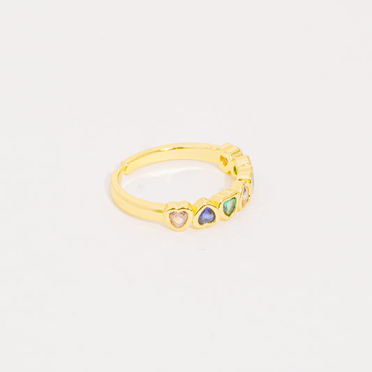 Anillo Dorado Arcoíris Corazón