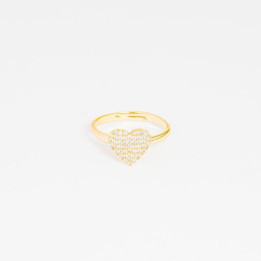 Anillo Dorado Brillo Corazón