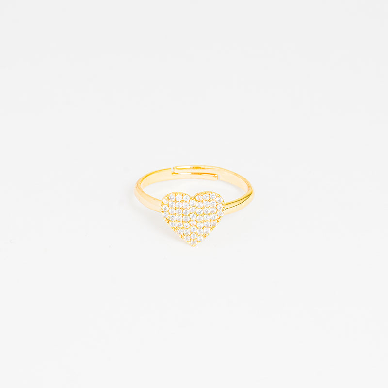 Anillo Dorado Brillo Corazón