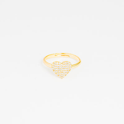 Anillo Dorado Brillo Corazón