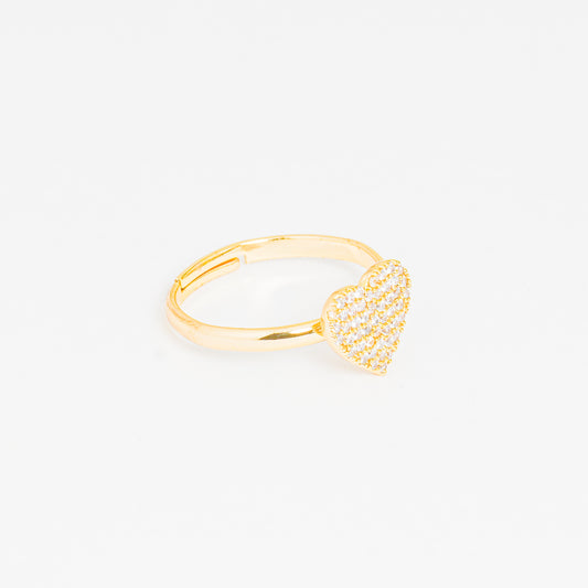 Anillo Dorado Brillo Corazón