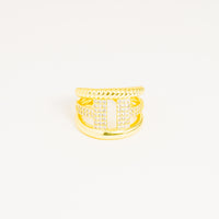 Anillo dorado brillo entorchado vista 1