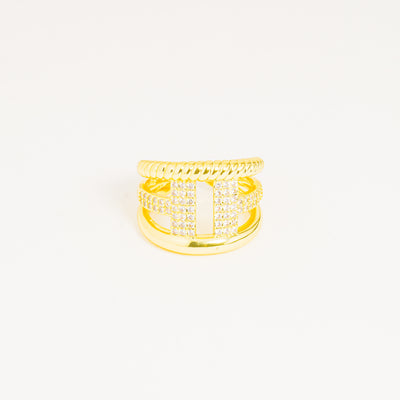 Anillo dorado brillo entorchado