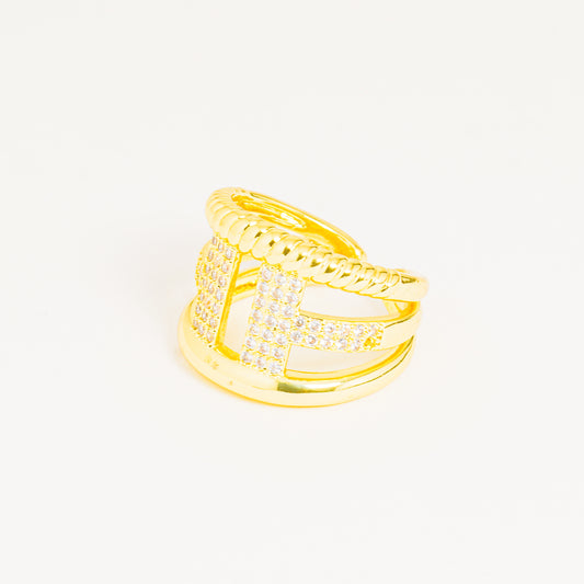 Anillo dorado brillo entorchado