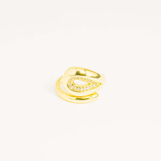 Anillo Dorado Gota Brillante