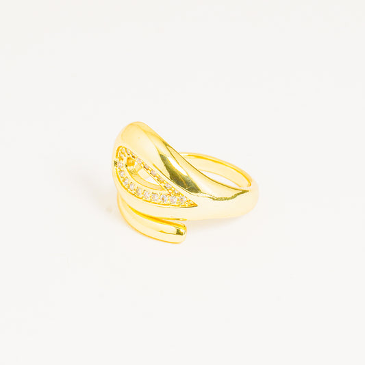 Anillo Dorado Gota Brillante