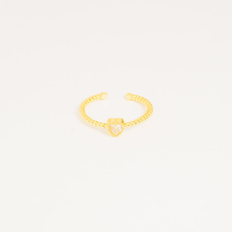 Anillo dorado único corazón