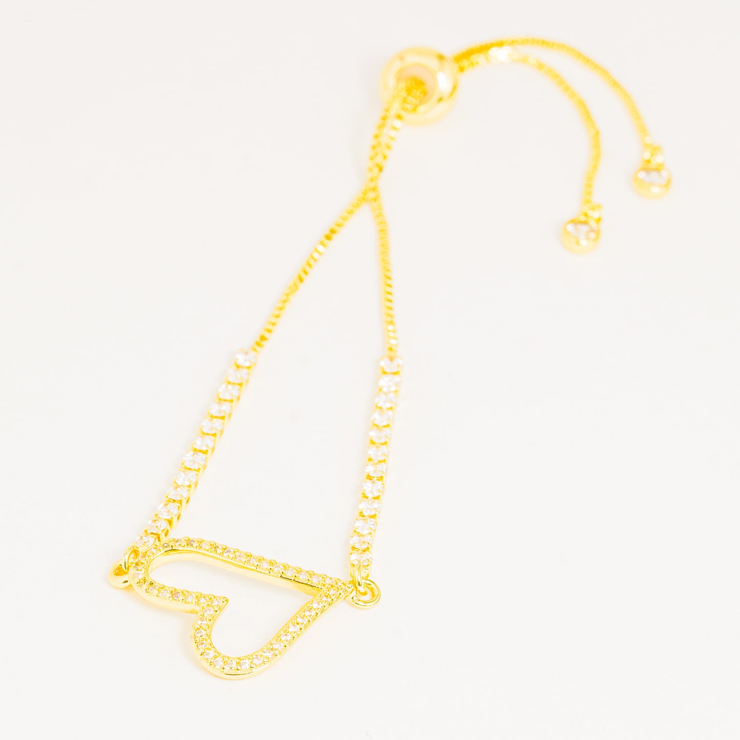 Pulsera Dorada Brillos Corazón