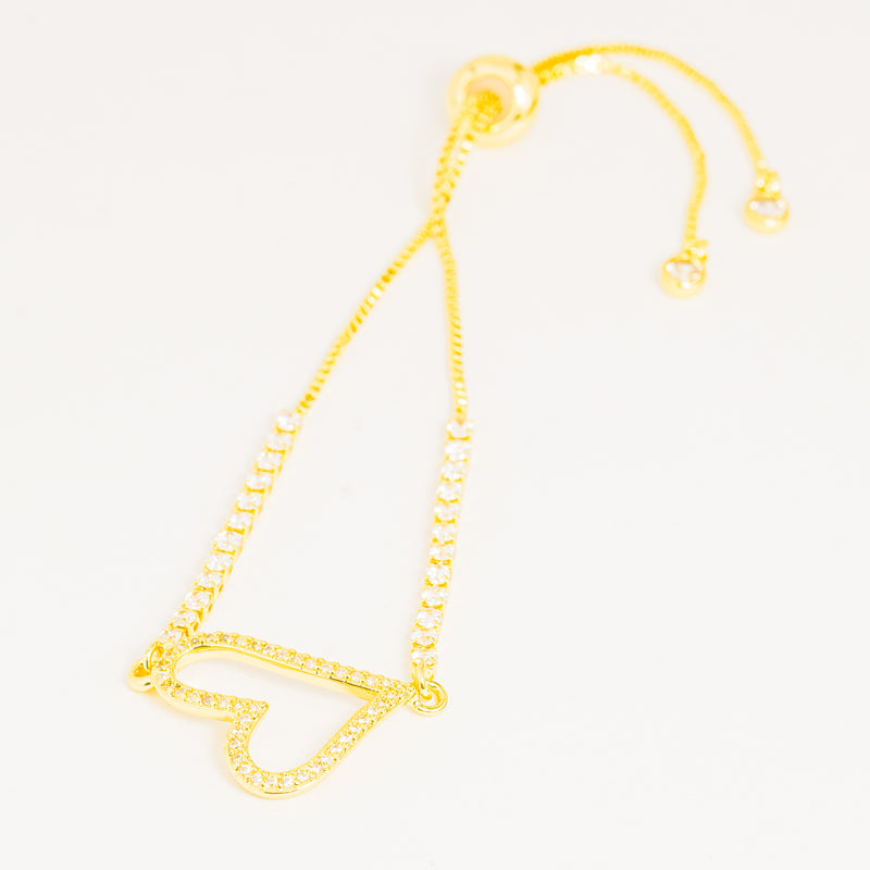 Pulsera Dorada Brillos Corazón