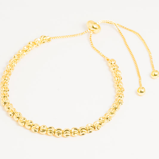 Pulsera Dorada Balines Diamantados
