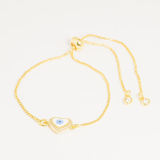 Pulsera Dorada Corazón Ojo Turco