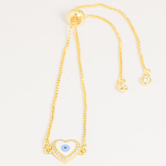 Pulsera Dorada Corazón Ojo Turco