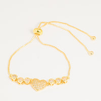Pulsera Dorada Corazón Bíseles Redondos vista 1
