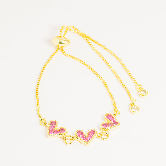 Pulsera Dorada Con Corazones