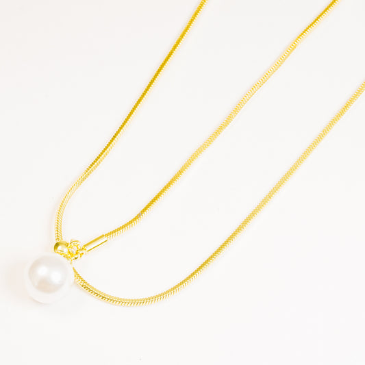 Collar Dorado Con Perla Colgante