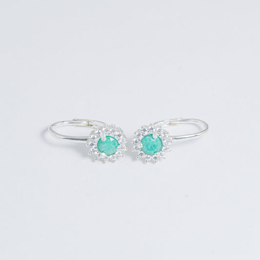 Aretes Plata De Esmeralda Clásica