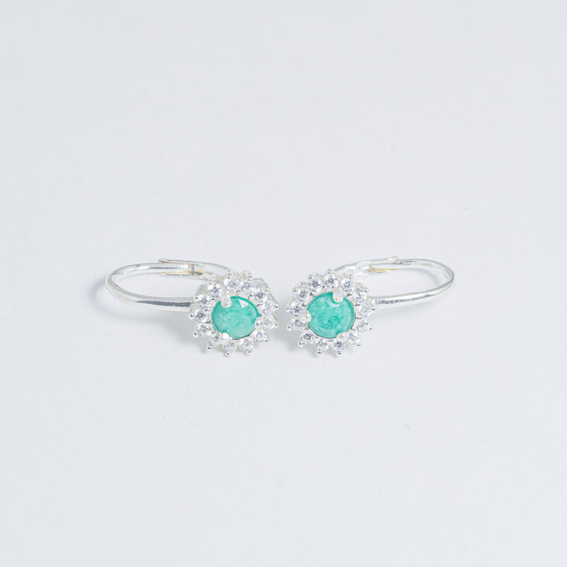 Aretes Plata De Esmeralda Clásica