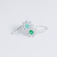 Arete Floral De Plata Con Esmeralda vista 2