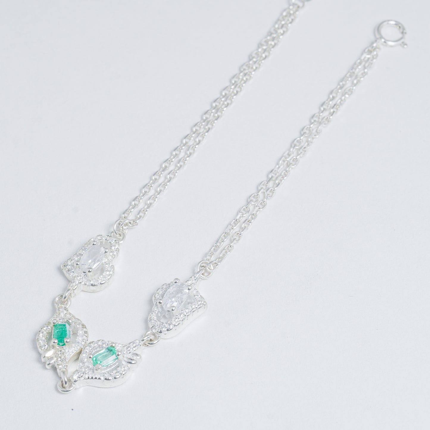 Pulsera De Plata Con Esmeralda