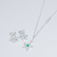 Set De Estrellas En Plata Y Esmeralda vista 1