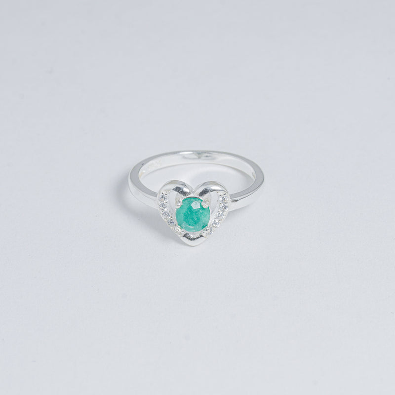 Anillo En Esmeralda De Corazón