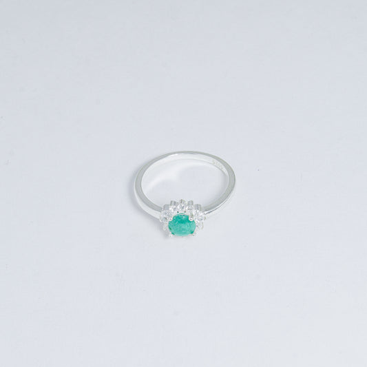 Anillo De Corona En Esmeralda Y Plata