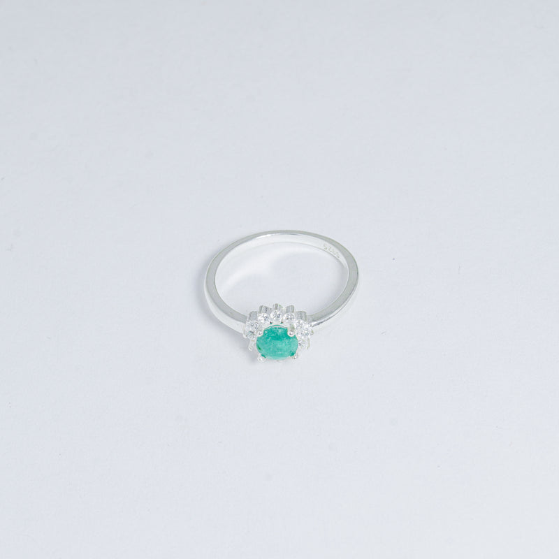 Anillo De Corona En Esmeralda Y Plata