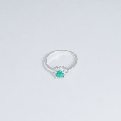 Anillo De Corona En Esmeralda Y Plata