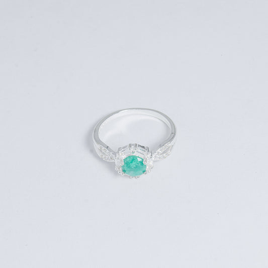 Anillo De Hexágono En Esmeralda