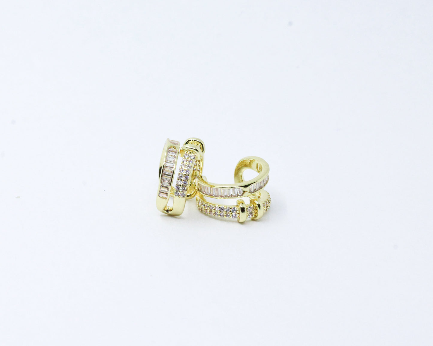Earcuff Dorado Doble Cristal