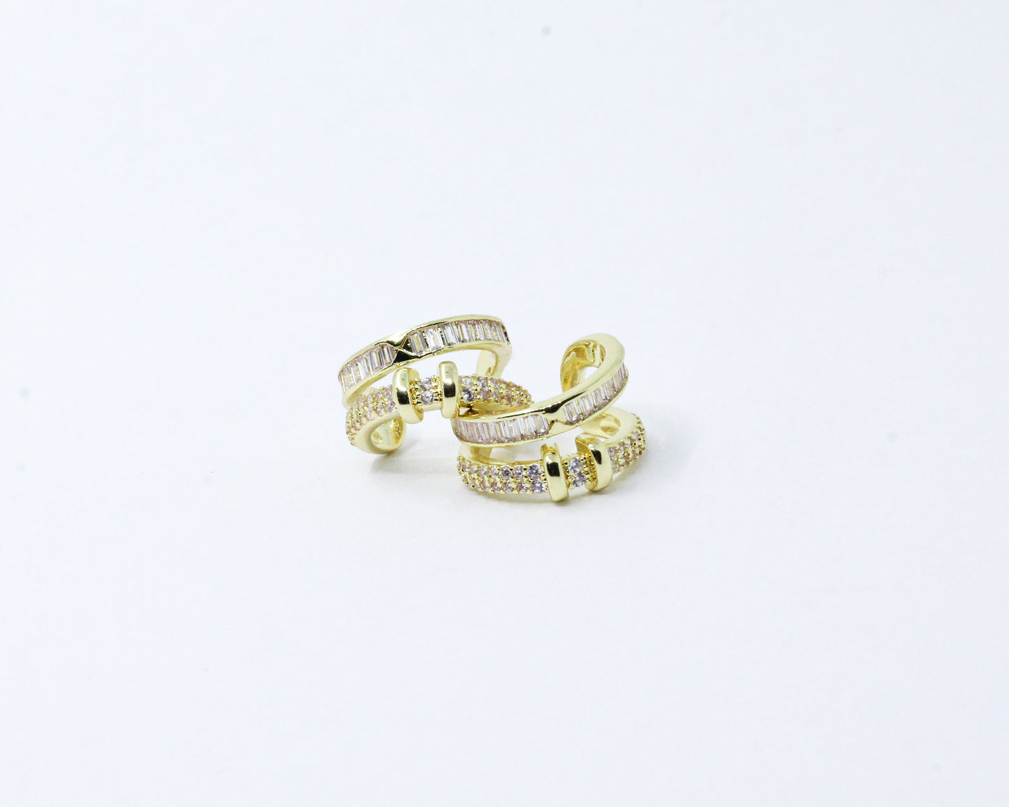 Earcuff Dorado Doble Cristal