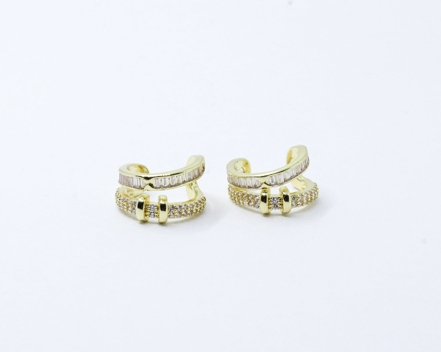 Earcuff Dorado Doble Cristal